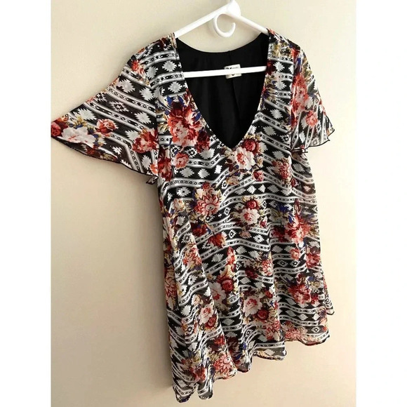 Show Me Your Mumu Large Short Sleeve Kylie Mini Dress Spring Festival Floral - Picture 5 of 11